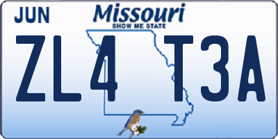 MO license plate ZL4T3A