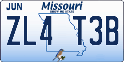 MO license plate ZL4T3B