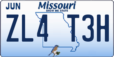MO license plate ZL4T3H