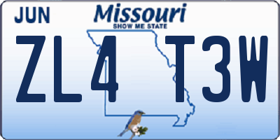 MO license plate ZL4T3W