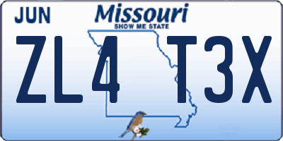 MO license plate ZL4T3X