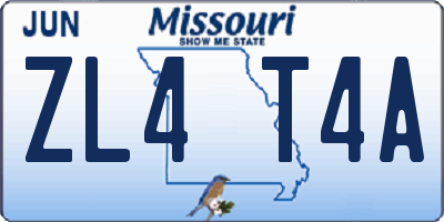 MO license plate ZL4T4A