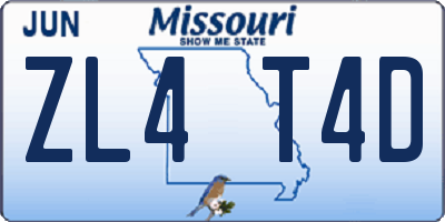 MO license plate ZL4T4D