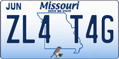 MO license plate ZL4T4G