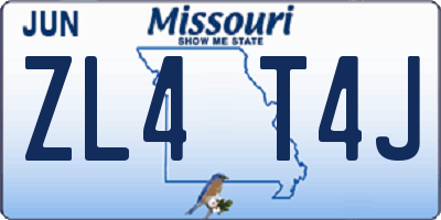 MO license plate ZL4T4J