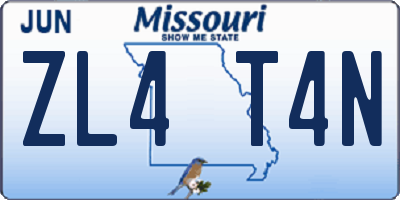 MO license plate ZL4T4N