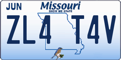 MO license plate ZL4T4V