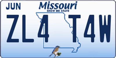 MO license plate ZL4T4W