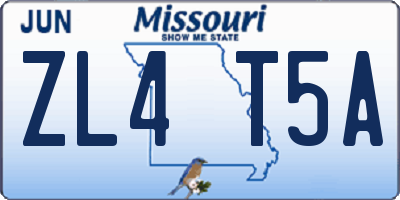 MO license plate ZL4T5A
