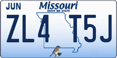 MO license plate ZL4T5J