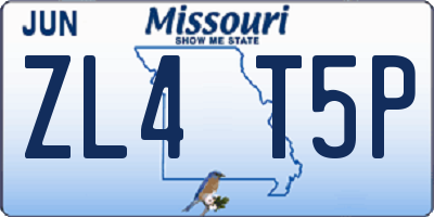 MO license plate ZL4T5P