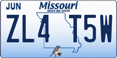 MO license plate ZL4T5W