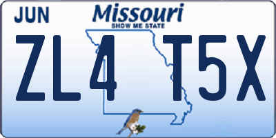 MO license plate ZL4T5X