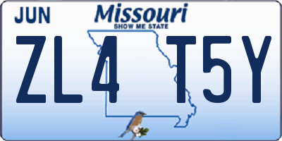 MO license plate ZL4T5Y