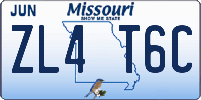 MO license plate ZL4T6C