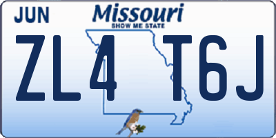 MO license plate ZL4T6J