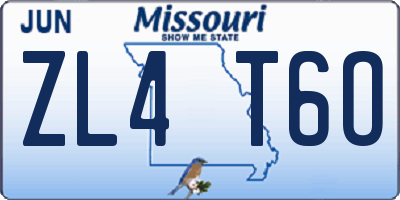 MO license plate ZL4T6O