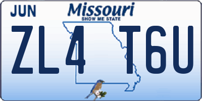MO license plate ZL4T6U