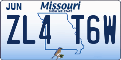 MO license plate ZL4T6W