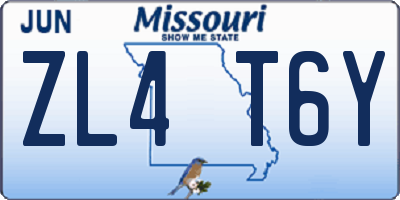 MO license plate ZL4T6Y
