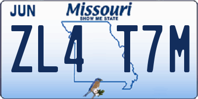 MO license plate ZL4T7M