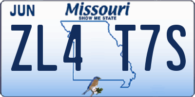 MO license plate ZL4T7S
