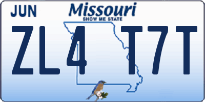MO license plate ZL4T7T