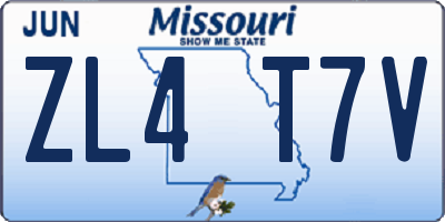 MO license plate ZL4T7V
