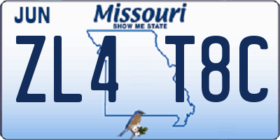 MO license plate ZL4T8C