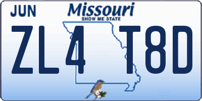 MO license plate ZL4T8D