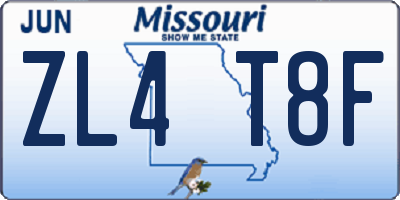 MO license plate ZL4T8F