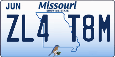 MO license plate ZL4T8M