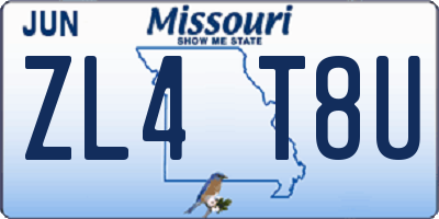 MO license plate ZL4T8U