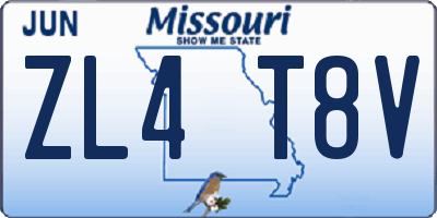 MO license plate ZL4T8V