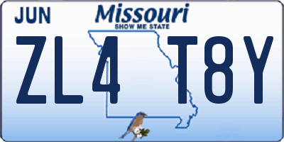 MO license plate ZL4T8Y