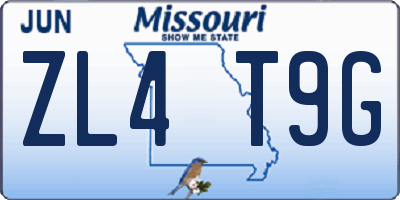MO license plate ZL4T9G