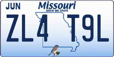MO license plate ZL4T9L