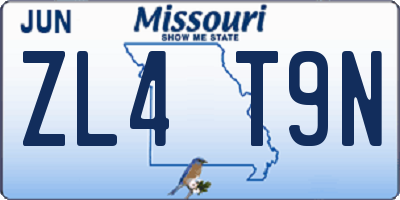 MO license plate ZL4T9N