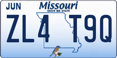 MO license plate ZL4T9Q