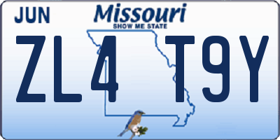 MO license plate ZL4T9Y