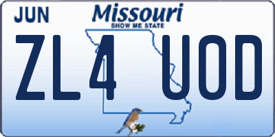MO license plate ZL4U0D
