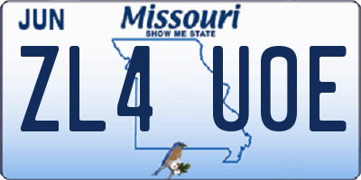 MO license plate ZL4U0E