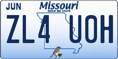 MO license plate ZL4U0H