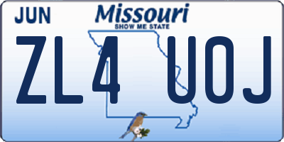 MO license plate ZL4U0J