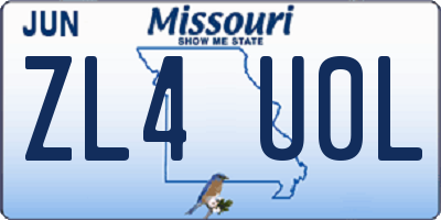 MO license plate ZL4U0L