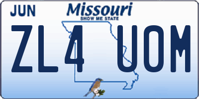 MO license plate ZL4U0M