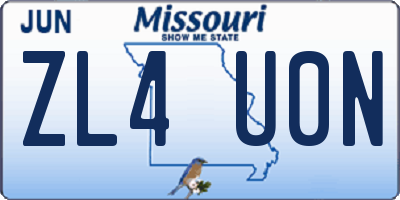 MO license plate ZL4U0N