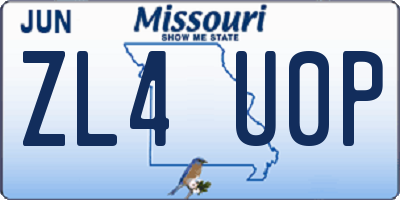 MO license plate ZL4U0P