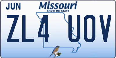 MO license plate ZL4U0V