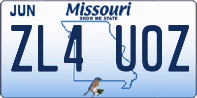 MO license plate ZL4U0Z